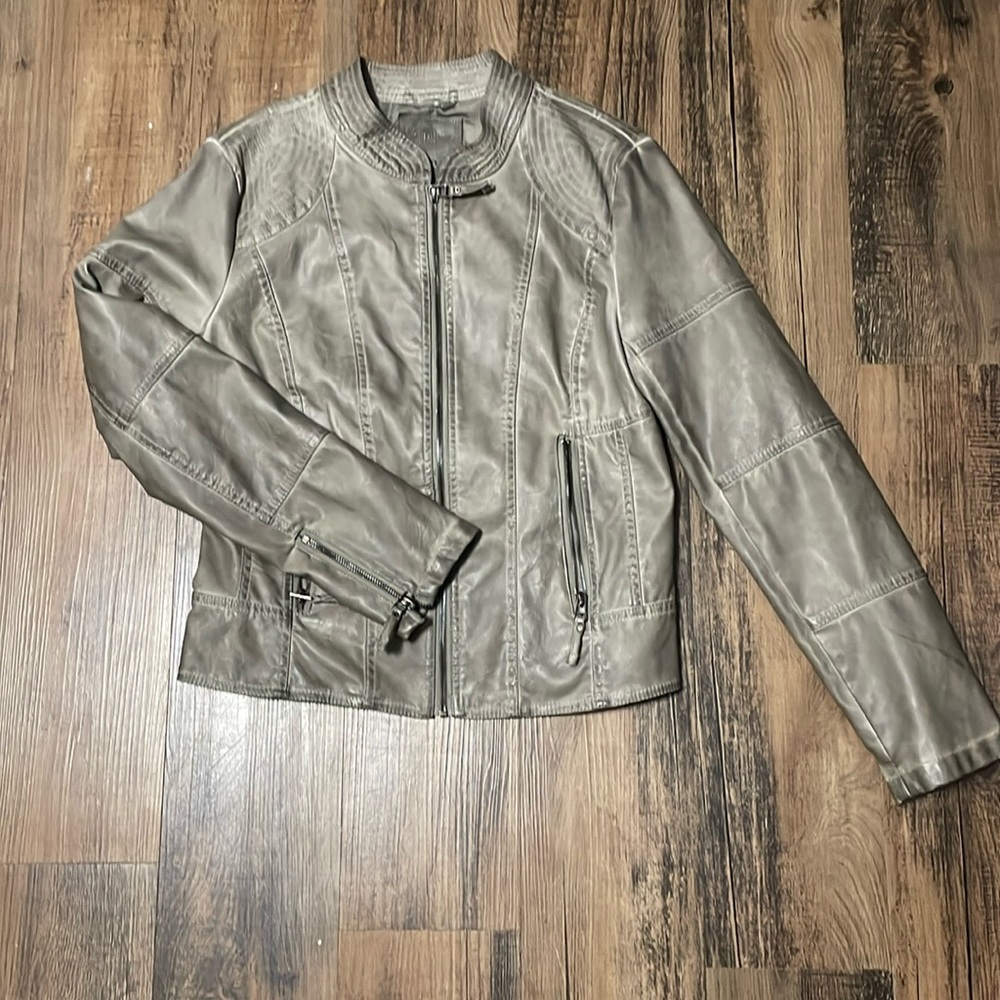 Sophie Max Gray Leather Jacket